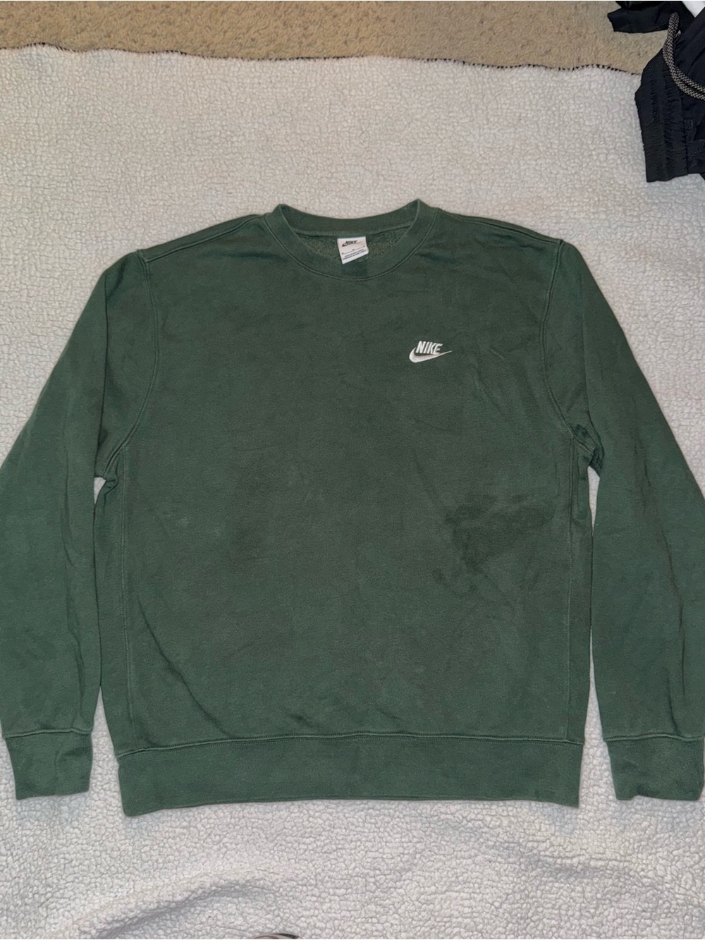 Nike Men's Crewneck Sweatshirt in Forest Green with White Logo